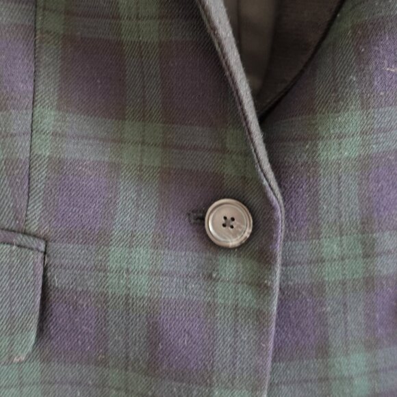 Vintage | Anne Klein Blue and Green Tartan Plaid Blazer - Size 4 - Picture 4 of 8